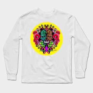 mexican floral tree of life and death ecopop artwork pattern Long Sleeve T-Shirt